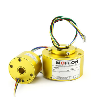 品質  Aluminum Alloy Moflon Electrical Rotary Joints Through Slip Ring Rotating Electrical Connector Through Hole Bored Slip Ring With 1-500 Wires 2A 工場